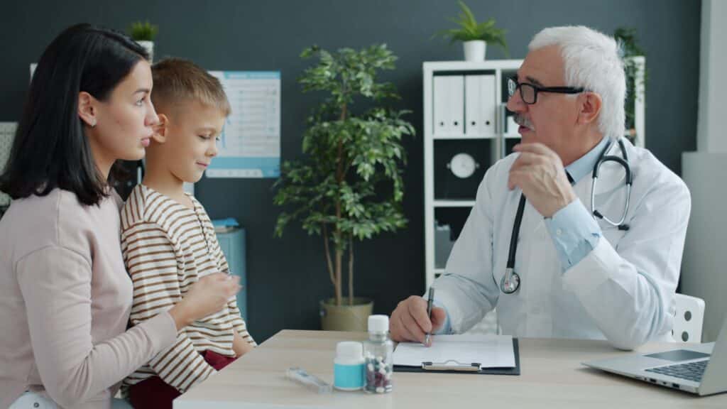 parent child talking to doctor mental health